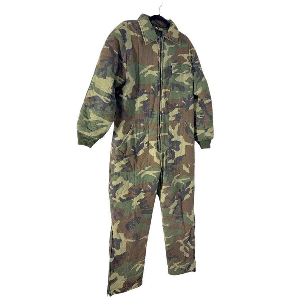 Vintage Black Sheep Camo Insulated Coveralls Jumpsuit Medium Hunting Utility - Picture 2 of 9